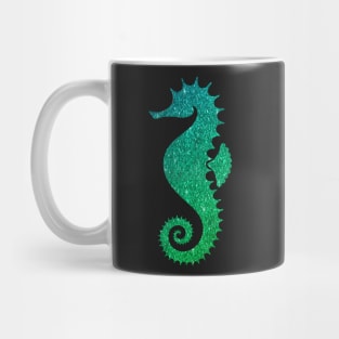 Green Ombre Faux Glitter Seahorse Mug